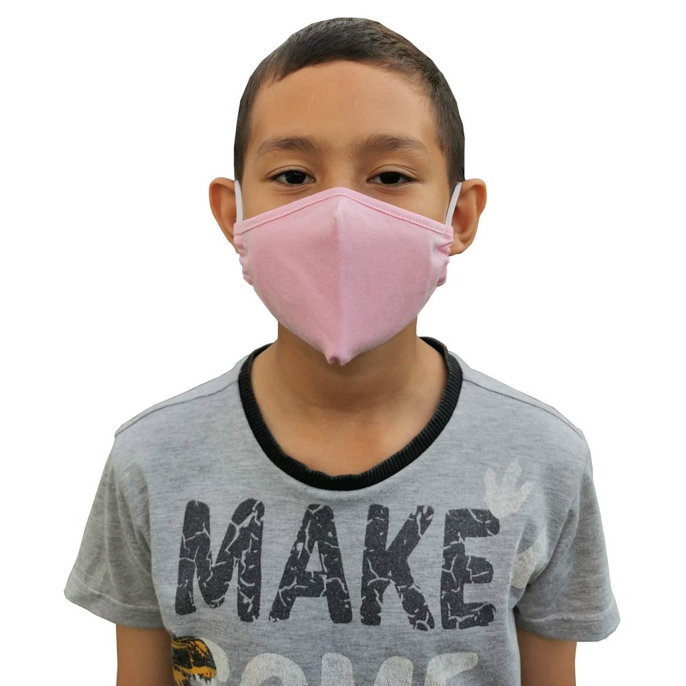 LOFBAZ Cloth Face Coverings Cotton Fabric with Filter Pocket Washable Reusable (Pink - Pack of 3, Big Kid 9 to 13 Year)