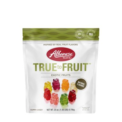 Albanese World's Best True to Fruit Exotic Fruits | 25oz Bag of Candy | 8 Natural Flavors and Colors, Soft Gummy Bears | Fuji Apple and More | Tastes like Real Fruit Picked at the Peak of Ripeness