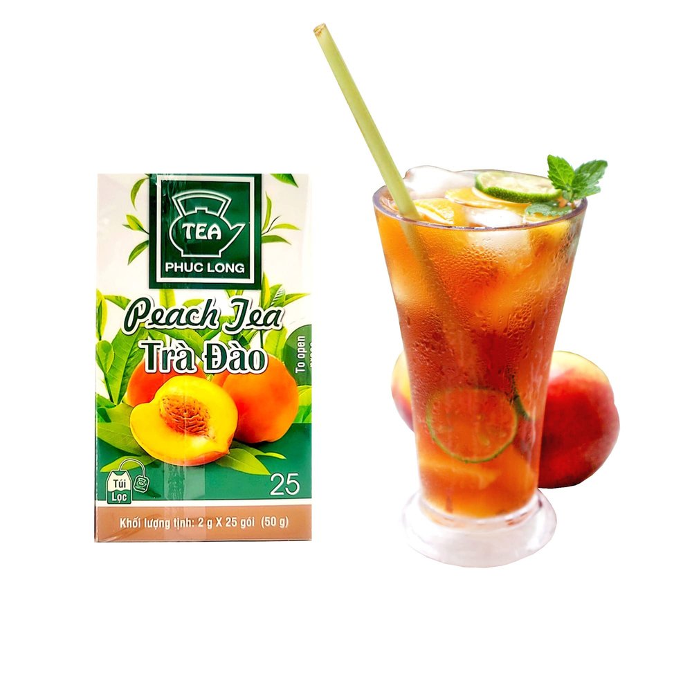 01 Boxs of 25 teabags x 2gram - Peach Tea Filter Bag - Phuc Long Tea