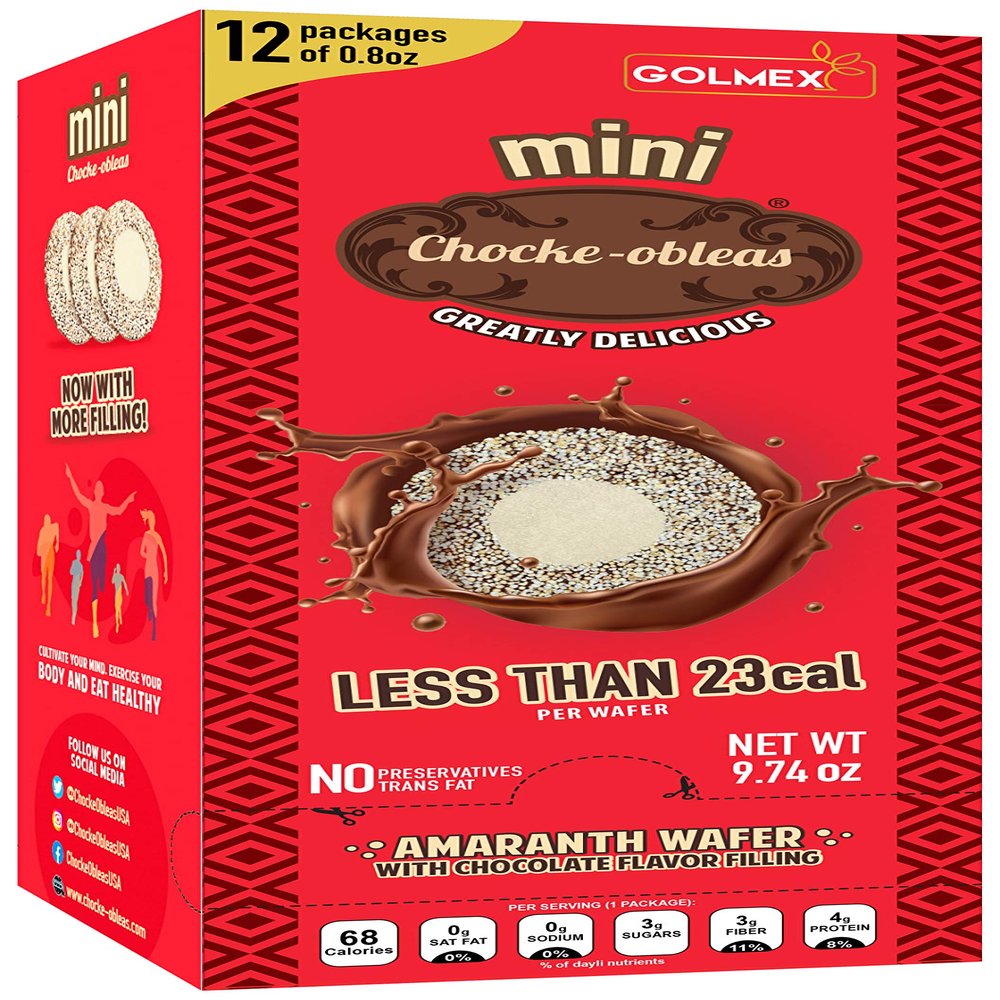 Chocke-Obleas Amaranth Wafer filled with chocolate (Pack of 12) / Chocke Obleas de Amaranto rellenas de chocolate (Caja con 12 paquetes) (Amaranth Wafer)