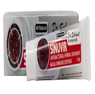 DR. SCHAVIT Eucalyptus+ SINUVIR - Herbal Nasal Ointment for Immune Defense. Natural Moisturizer Balm for Relief from Sore Dry Nose, Allergies, Cold Symptoms - 25g Tube