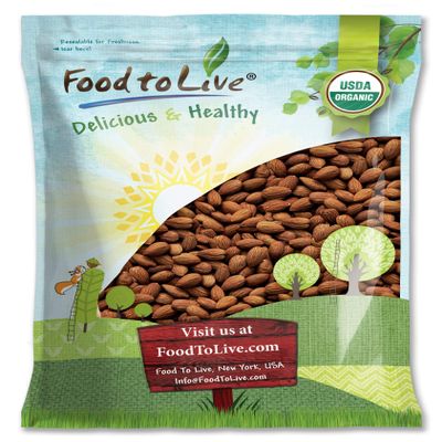 Food to Live Organic Dry Roasted Almonds, 5 Pounds Non-GMO, Unsalted, Vegan, Keto, Paleo, Kosher, Bulk, High in Protein, Dietary Fiber, Vitamin E, Copper, Manganese, Magnesium, and Riboflavin.