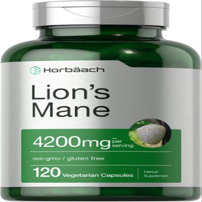 Horbach Lions Mane Mushroom Extract | 120 Capsules | Vegetarian, Non-GMO, Gluten Free Supplement