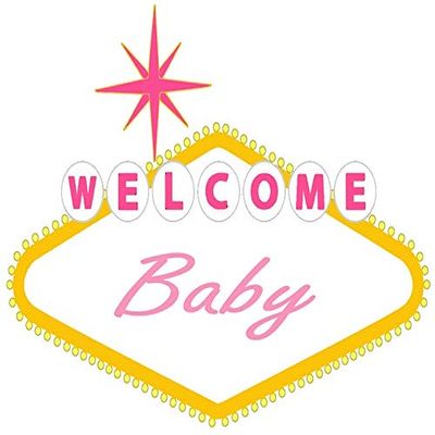 1/2 Sheet - Welcome Baby Pink Las Vegas Baby Shower - D24646 - 2D Edible Cake Cupcake Party Topper