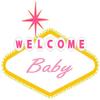 1/2 Sheet - Welcome Baby Pink Las Vegas Baby Shower - D24646 - 2D Edible Cake Cupcake Party Topper view 1