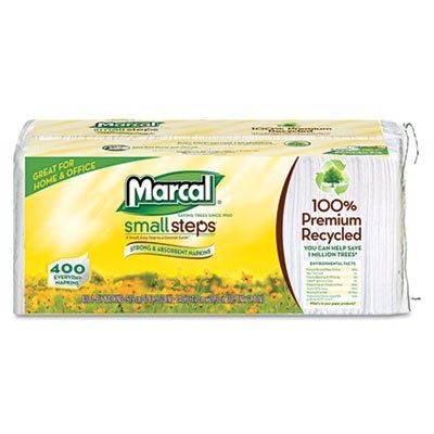 Marcal 6506 100 Percent Premium Recycled Luncheon Napkins44; 12.5 x 11.444; White44; 2400-Carton