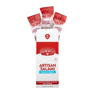 Creminelli Barolo Salami, (3 count, 5.5oz), Humanely Raised Pork*, No Added Nitrates or Nitrites, No Artificial Ingredients, Gluten Free, Keto & Paleo Friendly Snacks, 44g Protein Per Package, 0g Sugar**,