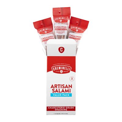 Creminelli Casalingo Salami, (3 count, 5.5oz), Humanely Raised Pork*, No Added Nitrates or Nitrites, No Artificial Ingredients, Gluten Free, Keto & Paleo Friendly Snacks, 44g Protein Per Package, 0g Sugar**,