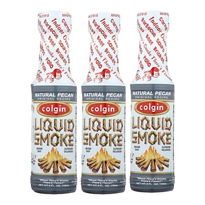 Colgin Authentic Pecan Liquid Smoke (4 oz) for Home Cooks & BBQ Enthusiasts | Liquid Smoke for Cooking | Adds Texas Smokehouse Flavor to Meats, Sauces & Dips | Best for Grilling & Seasoning (3 pack)