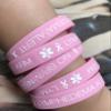 LinnaLove Medical Alert ID Bracelet Silicone ID Wristbands for women Pink Ribbon Breast Cancer Awareness Lymphedema Alert no bp/iv/Needles Bracelet-5 Pack view 4