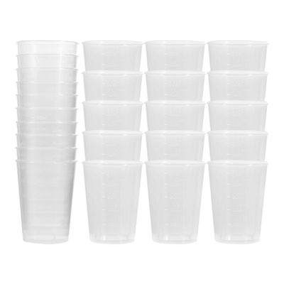 ULTECHNOVO Plastic Medicine Cups, 50pcs 50ml Plastic Graduated Cup Clear Mixing Cups Measuring Cups Transparent Scale Cups Liquid Measure Tool Laboratory Sample Collection Cup