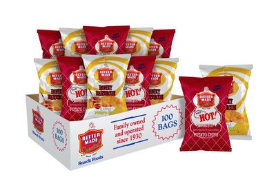 Better Made Special Red HOT BBQ (50) & Honey BBQ (50) Potato Chip Variety Pack 1oz Each - 100 BAGS!