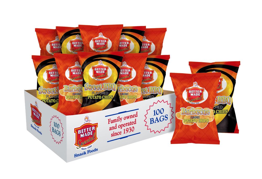Better Made Special BBQ (50) & Sweet Heat BBQ (50) Potato Chip Variety Pack 1oz Each - 100 BAGS!
