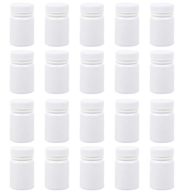 20 Pcs Empty Pill Bottles, 50ml Small White Plastic Medicine Containers with Lids, Portable Travel Pill Holder for Medication, Vitamins & Crafts