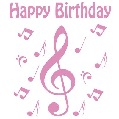 1/4 Sheet - Pink Happy Birthday Music Notes - D24648 - 2D Edible Cake Cupcake Party Topper