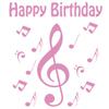 1/4 Sheet - Pink Happy Birthday Music Notes - D24648 - 2D Edible Cake Cupcake Party Topper view 1