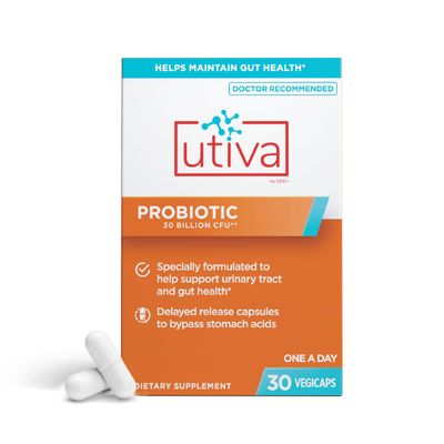 Szio+ Utiva Probiotic Urinary Tract and Gut Health Supplement 12 Billion CFU Lactobacillus & Bifidobacterium Probiotic for Men and Women, 30 Delayed Release Vegi Capsules