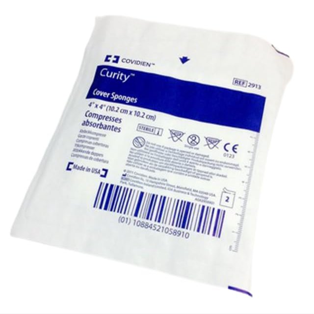 Covidien Curity Cover Sponge, Sterile 2's in Peel-Back Package, 4 Inch X 4 Inch, 50-Count (Pack of 24)