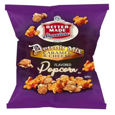Better Made Special Popcorn (8) x Bags 2.5-2.75oz Each (Pack of 8) (DETROIT CARAMEL & CHEESE) - Adult Bulk Snacks, Kids Lunch, Delicious Caramel & Cheese Flavorerd Popped Popcorn, Family Owned Since 1930 in Detroit
