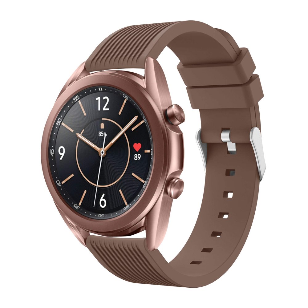 DKEnjoy 20MM Silicone Replacement Watchband Wristband Bracelet Watch Strap Wristband Compatible for Samsung Galaxy Watch 3 41MM Smartwatch (Coffee)