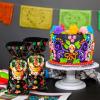100 Pieces Day of The Dead Treat Bags, Black Da de Los Muertos Cellophane Plastic Candy Goodie Bags with 100 Silver Twist Ties for Halloween Decorations Day of The Dead Party Supplies view 2