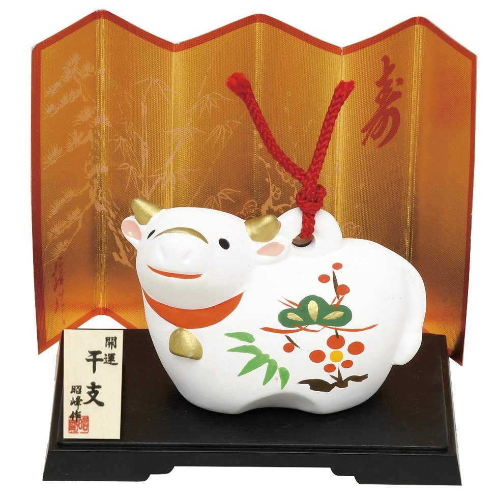 Yamaki Ikai Good Luck Shochiku Plum Ox Lucky Bell (Small)