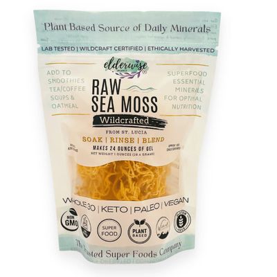 Elderwise Raw Sea Moss | Seamoss Makes 20oz of Gel | Wildcrafted Golden Sea moss | Raw | Sundried | Mineral and Vitamin Rich | Golden