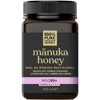 100% Pure New Zealand Honey - MGO 50+ Multifloral Mnuka Honey, Raw Mnuka, 17.6 Ounce (500g) (Pack of 1)