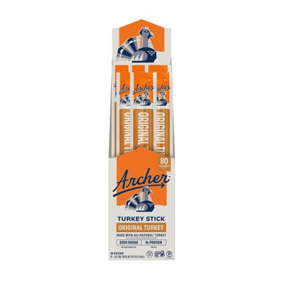 Archer Jerky Turkey Jerky Sticks - All Natural Protein Snack, Meat Snack for People, Gluten Free, Keto, Original Flavor - 1 oz (Pack of 18)