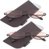 2 Pack Half Moon Shaped Frame Reading Glasses Spring Hinge Flat Top Slim Frame Men Women Tinted Outdoor Reading Glasses with Pouch Gold +1.75 view 1