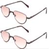 2 Pack Half Moon Shaped Frame Reading Glasses Spring Hinge Flat Top Slim Frame Men Women Tinted Outdoor Reading Glasses with Pouch Gold +1.75 view 2