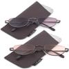2 Pack Half Moon Shaped Frame Reading Glasses Spring Hinge Flat Top Slim Frame Men Women Tinted Outdoor Reading Glasses with Pouch Gold +2.50 view 1