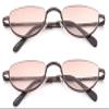2 Pack Half Moon Shaped Frame Reading Glasses Spring Hinge Flat Top Slim Frame Men Women Tinted Outdoor Reading Glasses with Pouch Gold +1.50 view 3