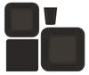 200-Piece Black Square Dinnerware Set  Serves 50 Guests Includes 9" Dinner Plates, 7" Dessert Plates, 9oz Cups & 3-Ply Napkins Disposable Party Pack for Weddings, Birthdays, Events & Catering view 1