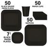200-Piece Black Square Dinnerware Set  Serves 50 Guests Includes 9" Dinner Plates, 7" Dessert Plates, 9oz Cups & 3-Ply Napkins Disposable Party Pack for Weddings, Birthdays, Events & Catering view 3