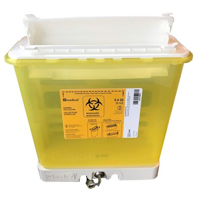 Secure Sharps - AP Sharps Container Wall Mount with Locking Bracket, Container 5.4 Quart, and Universal Key, (pack of 1)