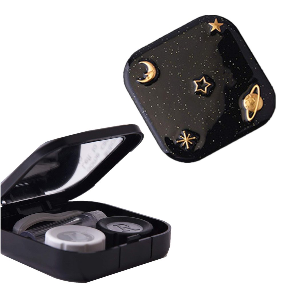 Square Starry Sky Contact Lens Glasses Box Cute Contact Lens Travel Case Easy Carry Mini Box Container Contact Lens Holder