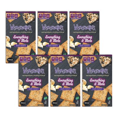 Wisecrackers Snack Crackers, Everything & More, 4.0 Ounce (Pack of 6), Made with Real Ingredients, Non-GMO, Kosher