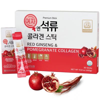 Korean Beauty Baekje Geumsan Women's Pomegranate Collagen Jelly Stick 5.1oz / 30 Count (5 Pack)