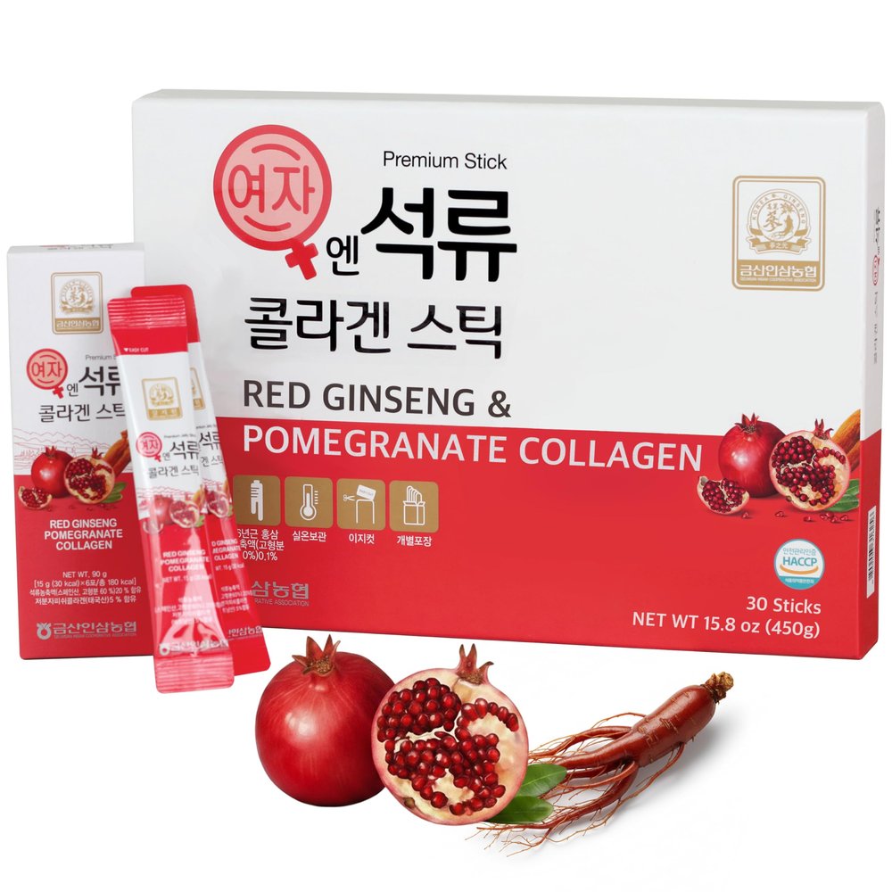 Korean Beauty Baekje Geumsan Women's Pomegranate Collagen Jelly Stick 5.1oz / 30 Count (5 Pack)