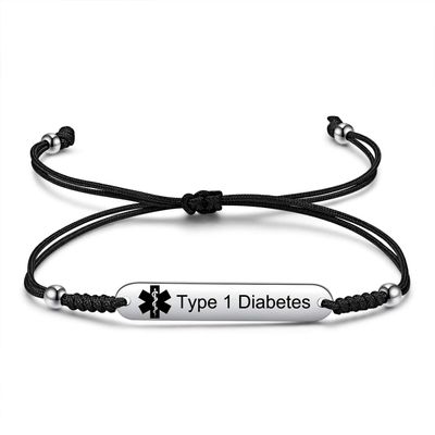 JF.JEWELRY Diabetes Awareness Bracelet | Pre Engraved Type 1 Diabetes Medical Alert ID Bracelet