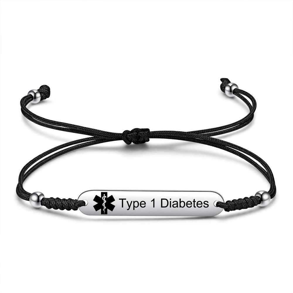 JF.JEWELRY Diabetes Awareness Bracelet | Pre Engraved Type 1 Diabetes Medical Alert ID Bracelet
