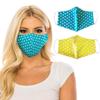 unik Cloth Face Covering 2 Pack, 2 Layer, Cotton, Washable and Reusable. (Teal and Yellow Polka Dot)
