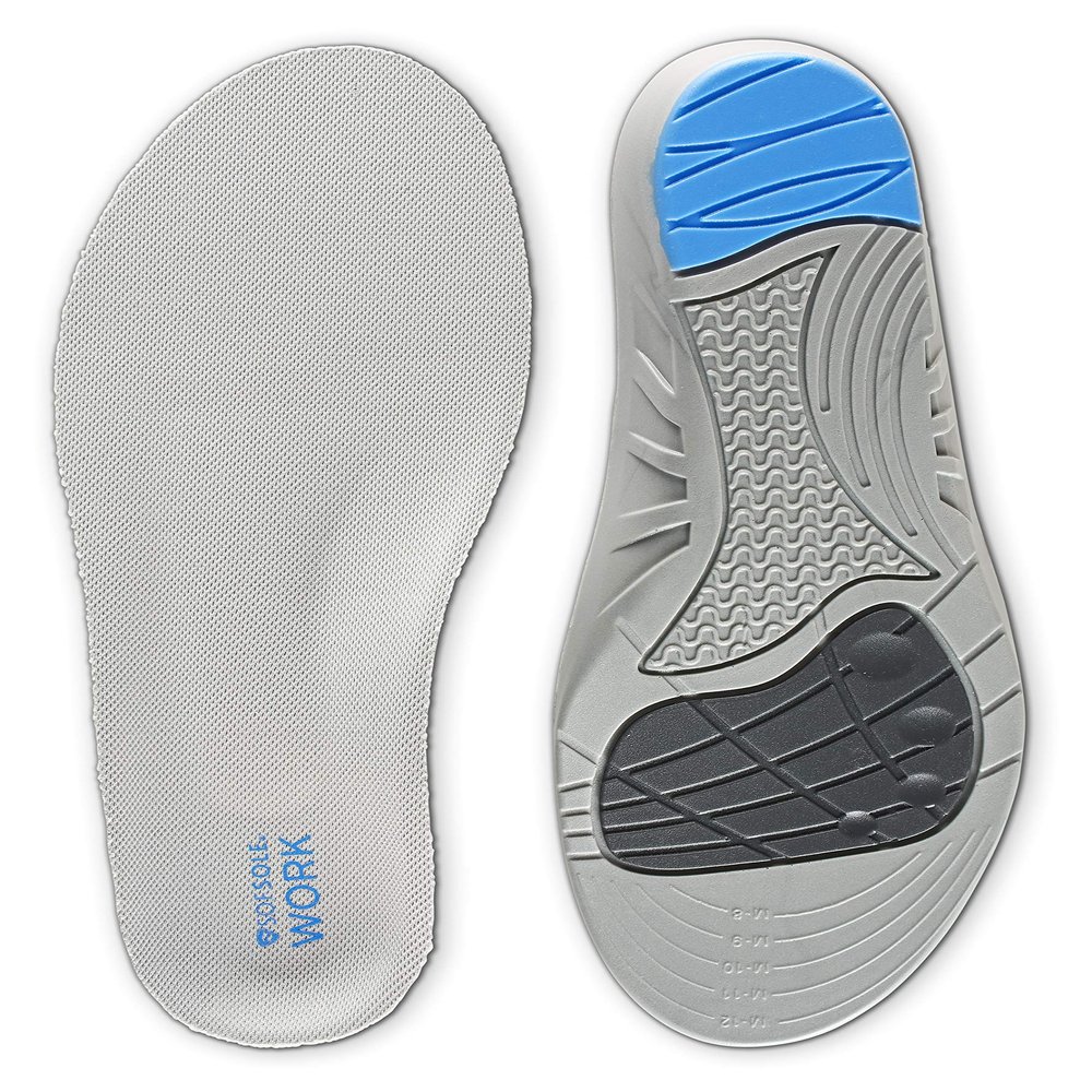 Sof Sole Women's Work Anti-Fatigue Full-Length Insole, Grey, Men's 8-13, Gray