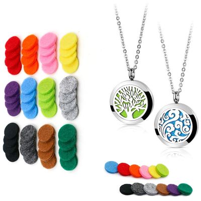 2PCS Essential Oil Diffuser Necklaces (Tree of Life & Cloud) + 48PCS 17mm Replacement Felt Pads
