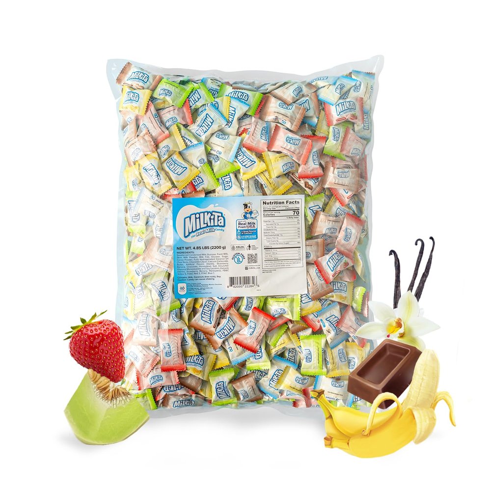 Milkita The Real Milk Candy Bulk Pack  Valentines Day Candy Made with Real Milk & Calcium  Individually Wrapped Low-Sugar & Gluten Free Candy for Sharing & Snacking (550 Count Bag)