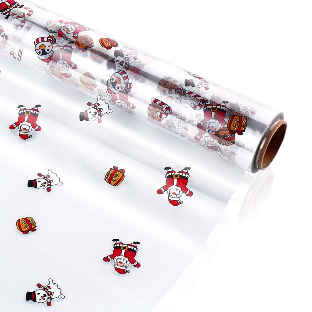 NUOBESTY Christmas Clear Cellophane Wrap Roll Cellophane Bags Wrappings Cellophane Basket Wrap for Xmas Craft Basket Arts Crafts (3000x40cm)