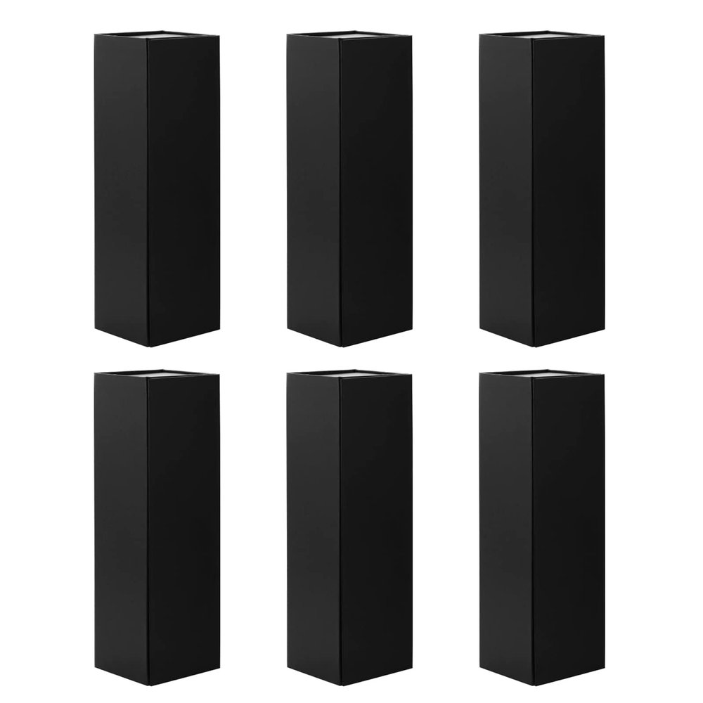 BLK&WH 6 Wine Gift Boxes 13.5x4.5x4 Inches, Magnetic Closure Collapsible Wine Bottle Gift Boxes for Liquor and Champagne (Matte Black)
