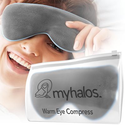 MyHalos Heated Eye Mask for Dry Eyes - Steam Warm Compress for Eyes - Remove Styes, Chalazion Therapy Warming and Heating Pad Hot Compress - Moist Heat Mask for Blepharitis & MGD - FSA|HSA Eligible