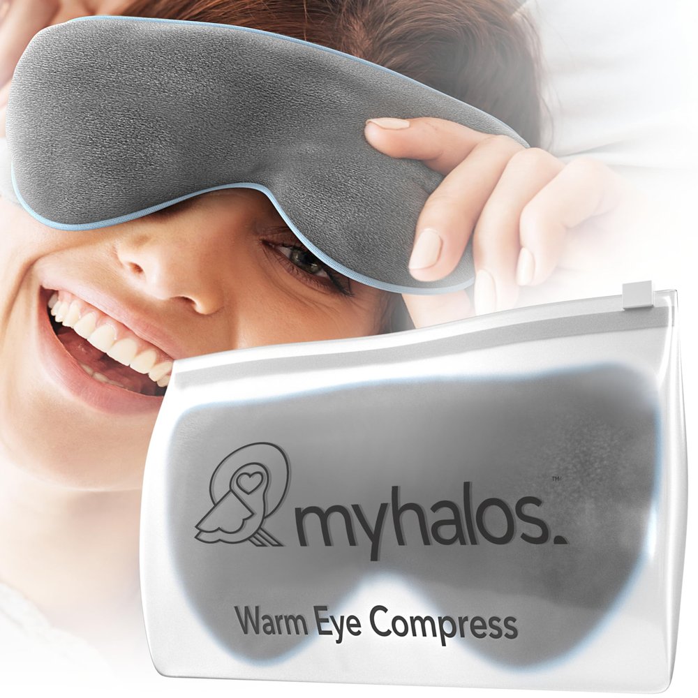 MyHalos Heated Eye Mask for Dry Eyes - Steam Warm Compress for Eyes - Remove Styes, Chalazion Therapy Warming and Heating Pad Hot Compress - Moist Heat Mask for Blepharitis & MGD - FSA|HSA Eligible